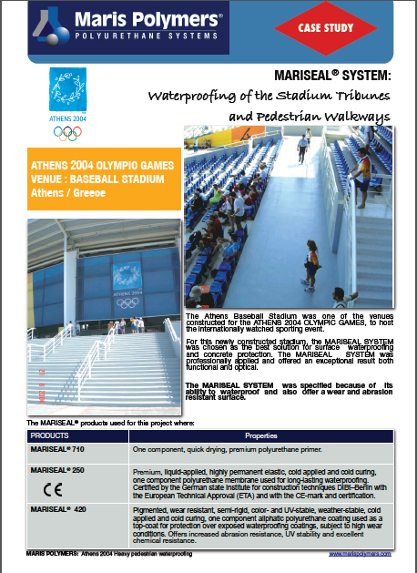 Στεγανοποίηση Επιφάνειας Baseball Stadium, Ολυμπιακοί Αγώνες Αθήνα 2004 – Ελλάδα