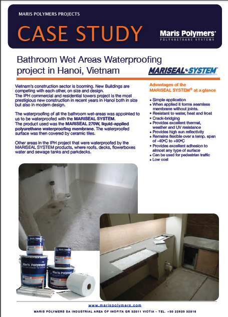 Bathroom Wet Areas Waterproofing in IPH Towers in Hanoi – Vietnam