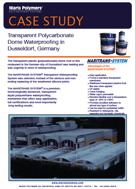 Transparent Polycarbonate Dome Waterproofing in Dusseldorf, Germany